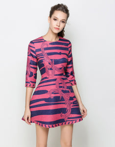 Comino Couture Pink & Blue Contrast Skater Dress