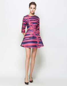 Comino Couture Pink & Blue Contrast Skater Dress