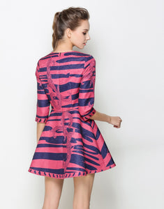 Comino Couture Pink & Blue Contrast Skater Dress