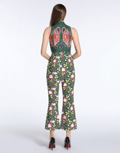 Comino Couture Green / Multi Print Flamingo Jumpsuit