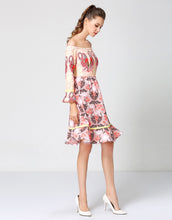 Load image into Gallery viewer, Comino Couture Yellow &amp; Pink Flamingo Bardot Dress