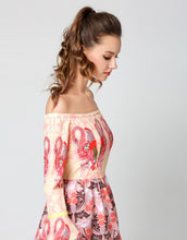 Load image into Gallery viewer, Comino Couture Yellow &amp; Pink Flamingo Bardot Dress