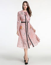 Load image into Gallery viewer, Comino Couture Pink Lace Midi Dress