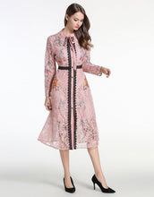 Load image into Gallery viewer, Comino Couture Pink Lace Midi Dress