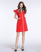 Load image into Gallery viewer, Comino Couture Red High Collared Dress *WAS £155*