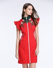 Load image into Gallery viewer, Comino Couture Red High Collared Dress *WAS £155*