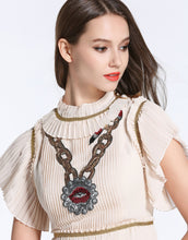 Load image into Gallery viewer, Comino Couture Cream “Chained Lips” Ruffle Dress *WAS £155*
