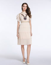 Load image into Gallery viewer, Comino Couture Cream “Chained Lips” Ruffle Dress *WAS £155*
