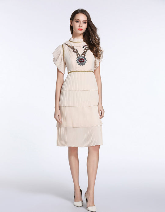 Comino Couture Cream “Chained Lips” Ruffle Dress *WAS £155*