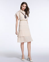 Load image into Gallery viewer, Comino Couture Cream “Chained Lips” Ruffle Dress *WAS £155*