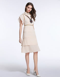 Comino Couture Cream “Chained Lips” Ruffle Dress *WAS £155*