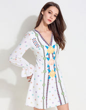 Load image into Gallery viewer, Comino Couture White &quot;Boho Babe&quot; Mini Dress