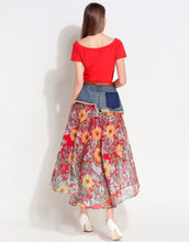 Load image into Gallery viewer, Comino Couture “Blossom Hill” Denim Skirt