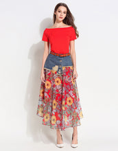 Load image into Gallery viewer, Comino Couture “Blossom Hill” Denim Skirt