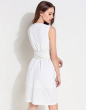 Load image into Gallery viewer, Comino Couture White Wrap Dress with Dragonfly Details *WAS £155*