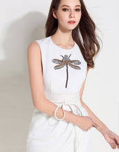 Load image into Gallery viewer, Comino Couture White Wrap Dress with Dragonfly Details *WAS £155*