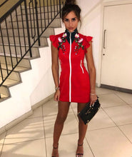Load image into Gallery viewer, Comino Couture Red High Collared Dress *WAS £155*