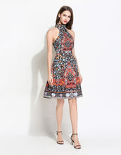 Load image into Gallery viewer, Halter Neck Folk Print Dress