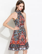 Load image into Gallery viewer, Halter Neck Folk Print Dress