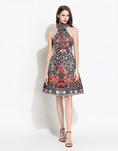 Load image into Gallery viewer, Halter Neck Folk Print Dress