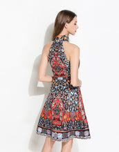 Load image into Gallery viewer, Halter Neck Folk Print Dress