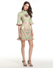Load image into Gallery viewer, Green and Pink Peplum Dress