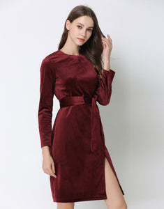 Comino Couture Velvet Berry Dress