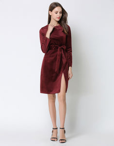 Comino Couture Velvet Berry Dress
