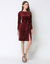 Load image into Gallery viewer, Comino Couture Velvet Berry Dress