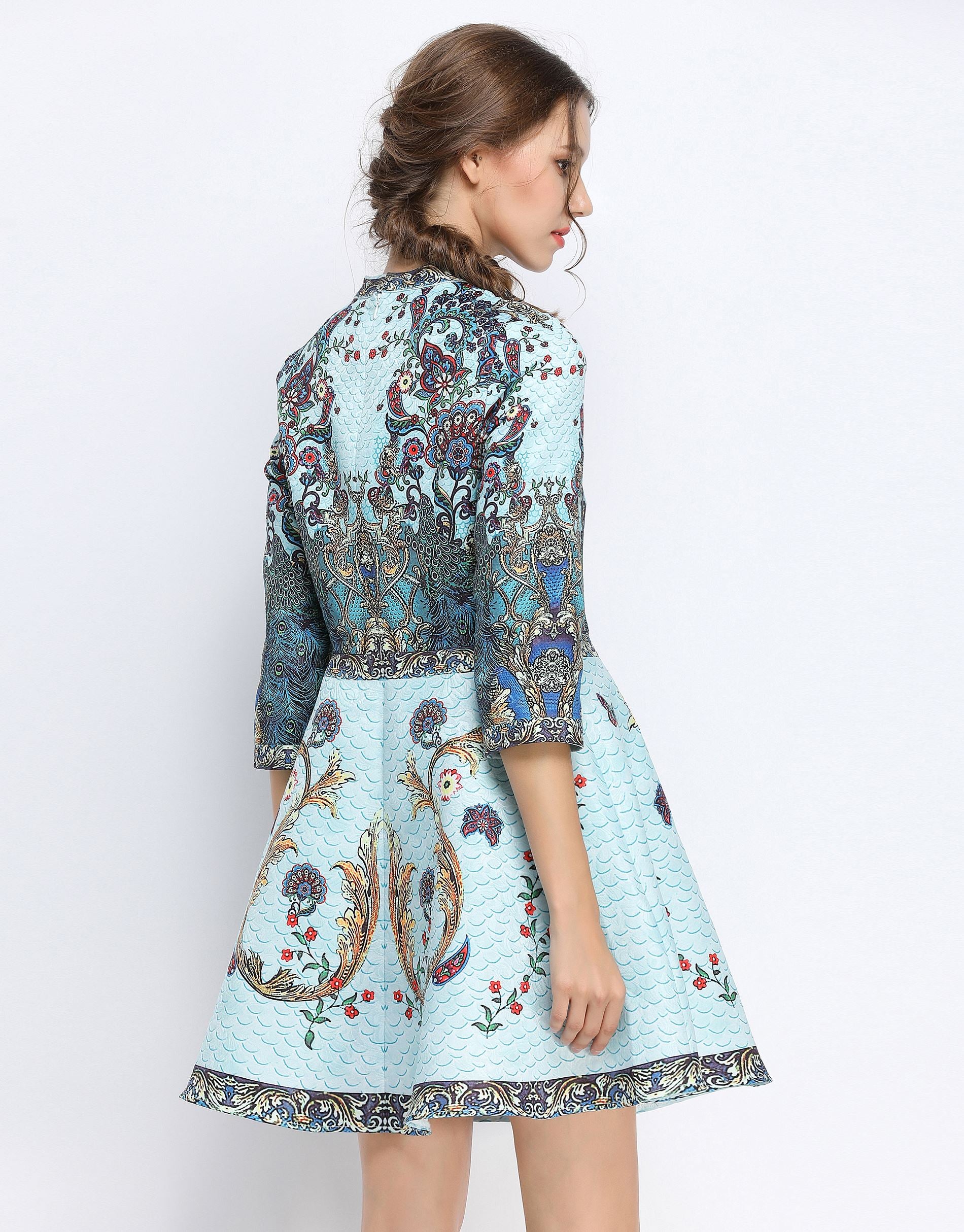 Peacock Skater Dress Comino Couture