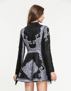Limited Edition Fringed Black and Grey Vintage Dress