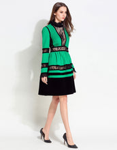 Load image into Gallery viewer, Comino Couture Green / Black Lace High Neck Dress *WAS £160*