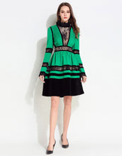 Load image into Gallery viewer, Comino Couture Green / Black Lace High Neck Dress *WAS £160*