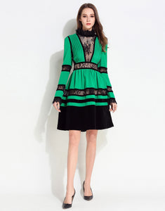 Comino Couture Green / Black Lace High Neck Dress *WAS £160*