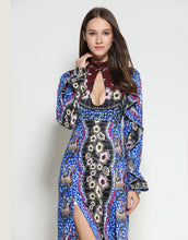 Load image into Gallery viewer, Blue Mosaic Key Hole Dress