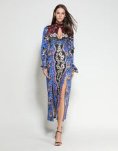 Load image into Gallery viewer, Blue Mosaic Key Hole Dress