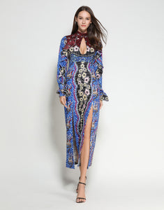 Blue Mosaic Key Hole Dress