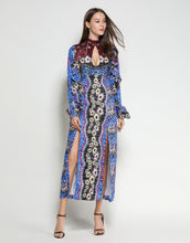 Load image into Gallery viewer, Blue Mosaic Key Hole Dress