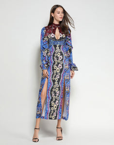 Blue Mosaic Key Hole Dress