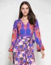 Load image into Gallery viewer, Electric Blue Flamingo Botanical Midi Dress