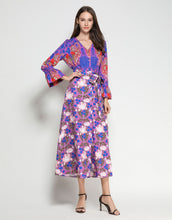 Load image into Gallery viewer, Electric Blue Flamingo Botanical Midi Dress