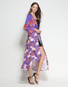 Electric Blue Flamingo Botanical Midi Dress