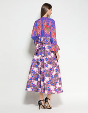Load image into Gallery viewer, Electric Blue Flamingo Botanical Midi Dress