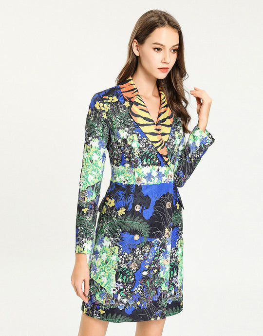 Jungle Fantasy Tiger Striped Collar Blazer