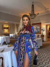 Load image into Gallery viewer, Blue Mosaic Key Hole Dress