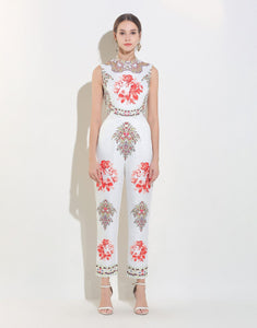White Mirrored Floral Jumpsuit