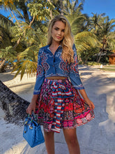 Load image into Gallery viewer, Blue Paisley Mix Floral Striped Tie 2 piece set