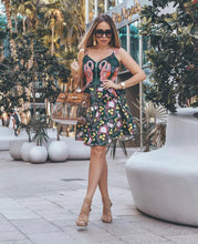 Load image into Gallery viewer, Flamingo Print Tropical Mini Dress