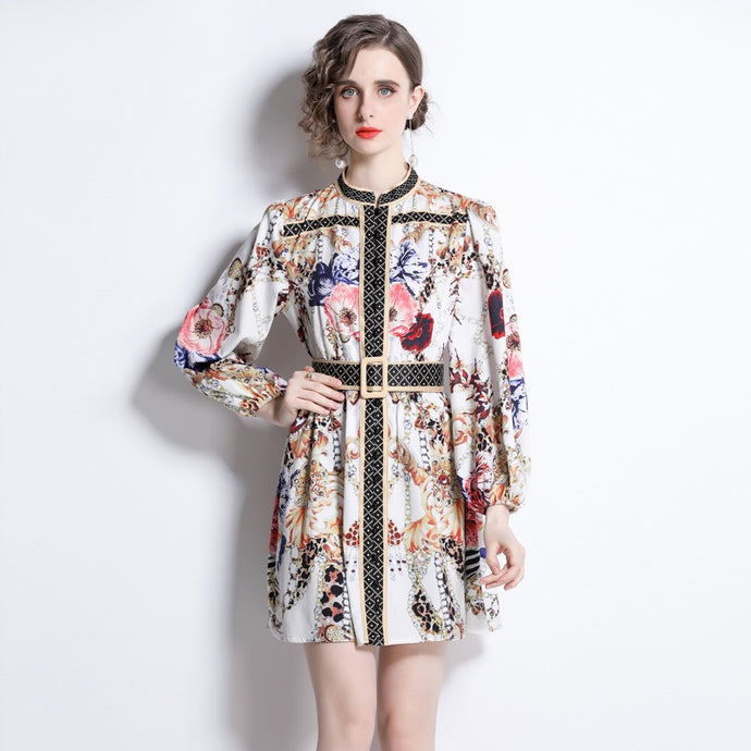 Floral pattterns with animal print undertone mini dress *comes with belt*