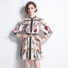 Load image into Gallery viewer, Floral pattterns with animal print undertone mini dress *comes with belt*